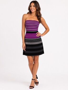 The Limited Strapless Colorblock Mini Dress Purple Black Size 6